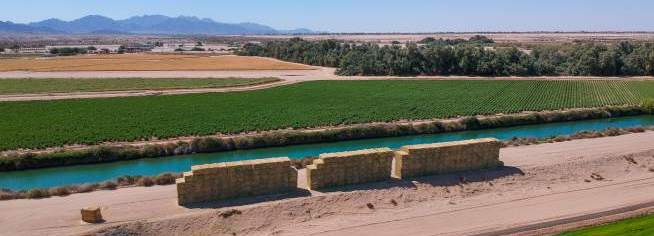 Canal and Hay Bales in Arizona