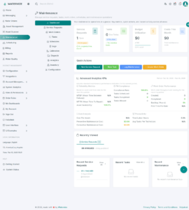 Manage maintenance scheduling, work orders, task completion, and more for preventive and corrective maintenance.